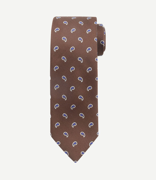 Stropdas zijde paisley bruin