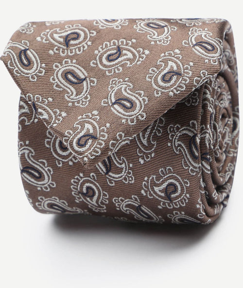Suitable stropdas zijde paisley camel