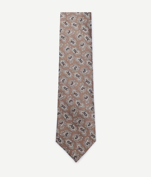 Suitable stropdas zijde paisley camel