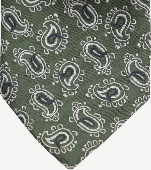 Suitable stropdas zijde groen paisley