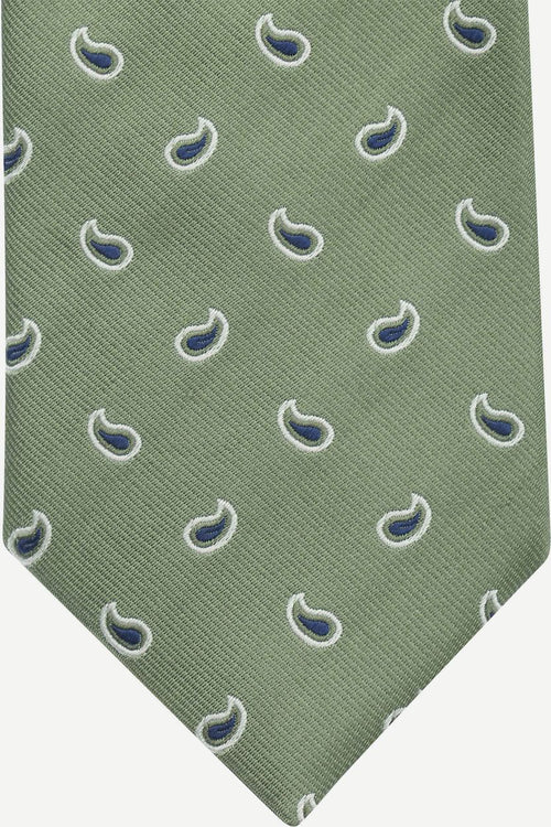 Suitable stropdas zijde paisley groen