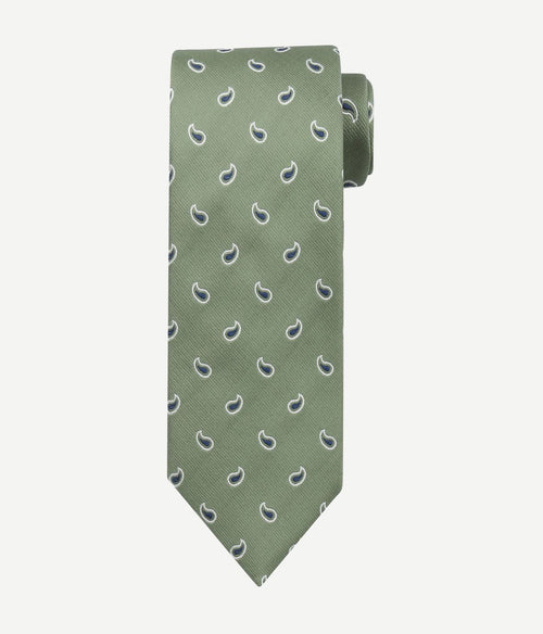 Suitable stropdas zijde paisley groen