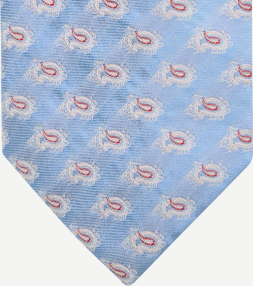 Suitable stropdas zijde paisley licht blauw