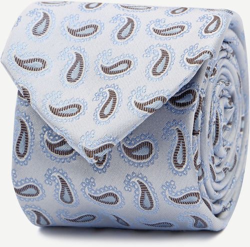 Suitable stropdas zijde paisley lichtblauw