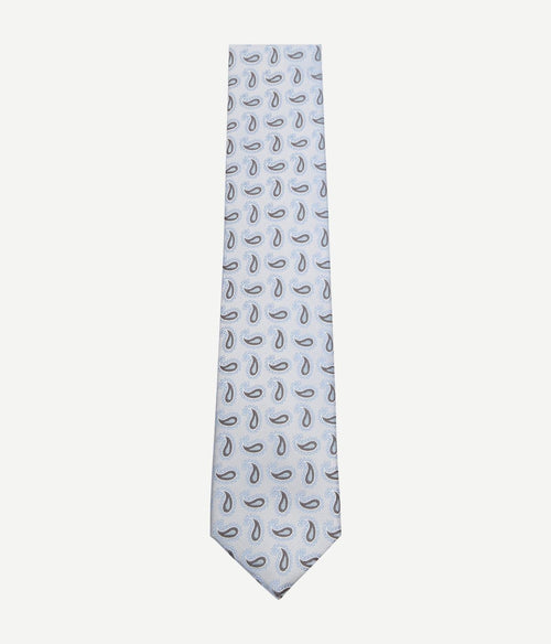 Suitable stropdas zijde paisley lichtblauw