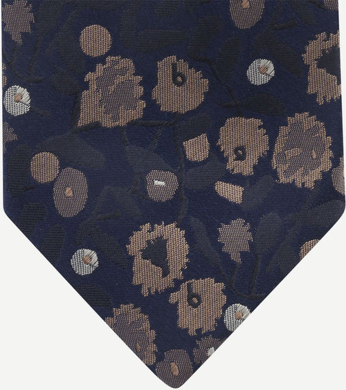 Suitable stropdas zijde print donkerblauw