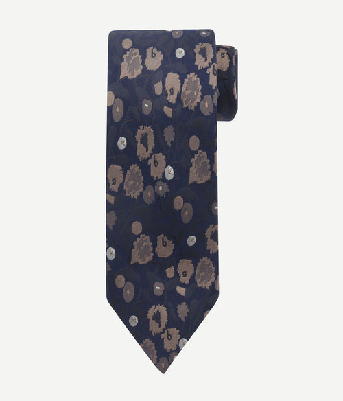 Suitable stropdas zijde print donkerblauw