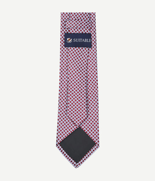 Suitable stropdas zijde ruiten rood