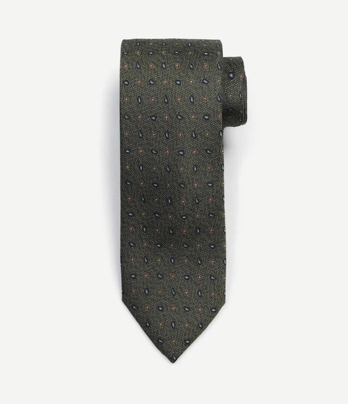 Stropdas zijde small paisley olive