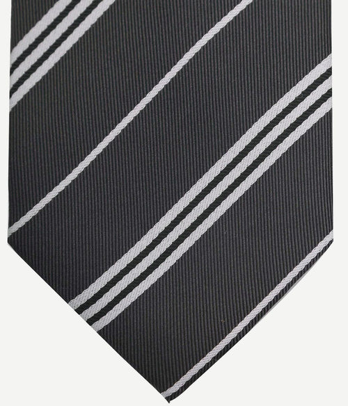 Suitable stropdas zijde streep anthraciet