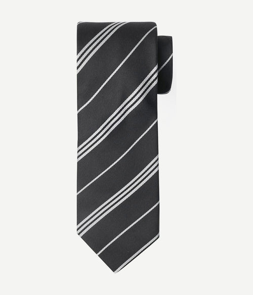 Suitable stropdas zijde streep anthraciet