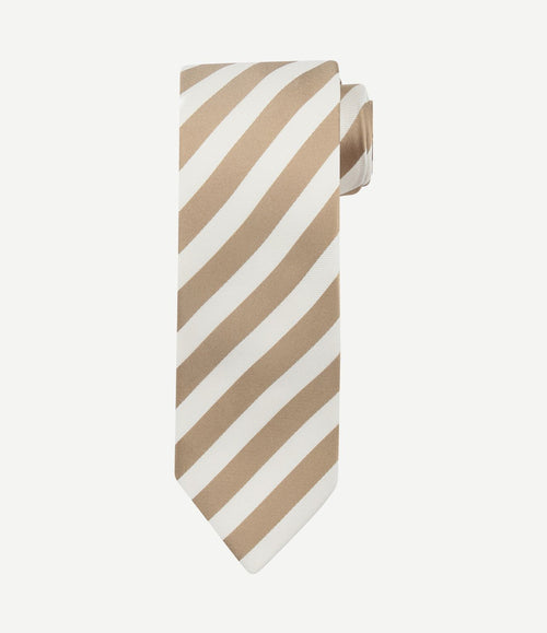 Stropdas zijde streep beige