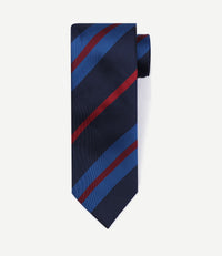 Stropdas zijde triple stripe donkerblauw