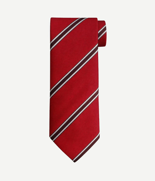 Stropdas zijde triple stripe rood