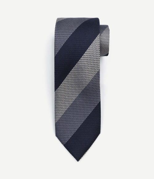 Stropdas zijde wide stripe donkerblauw