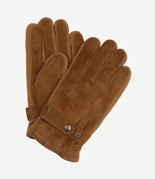 Suede handschoen camel
