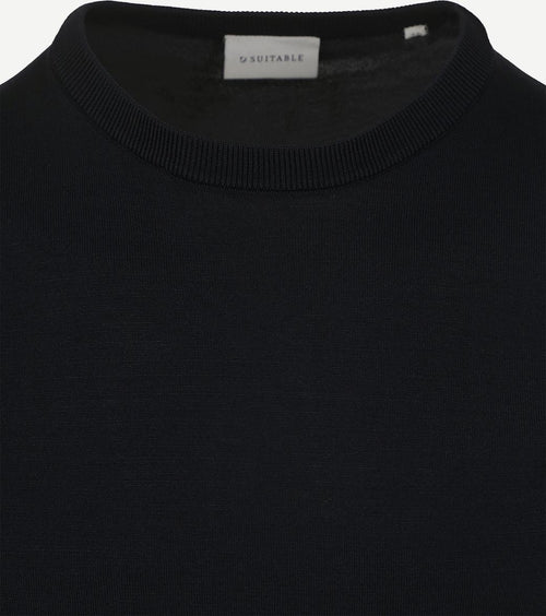 Knitted t-shirt wap donkerblauw