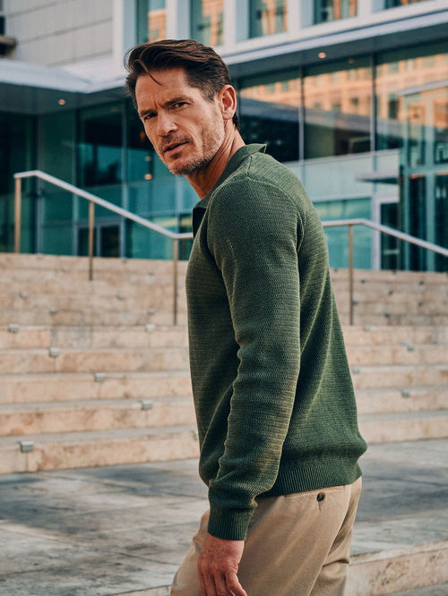 Suitable trui riva structure melange groen | Regular-fit