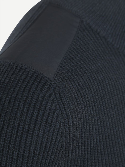 Suitable halve rits trui patch donkerblauw | Slim-fit