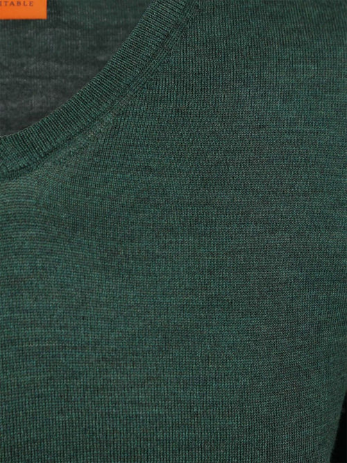 Suitable merino pullover v-hals racing groen | Slim-fit