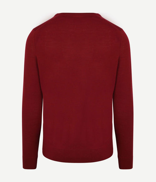 Suitable merino pullover v-hals donkerrood | Slim-fit