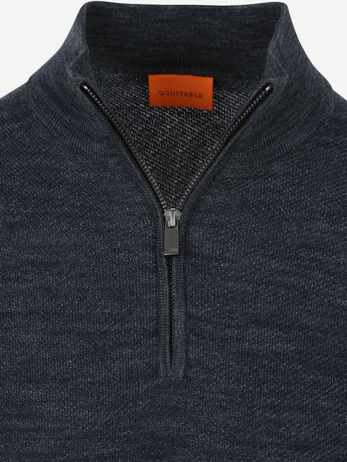 Pine knit halve rits trui donkerblauw