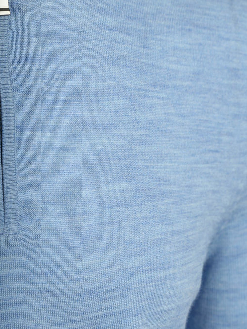 Crew zip merino lichtblauw