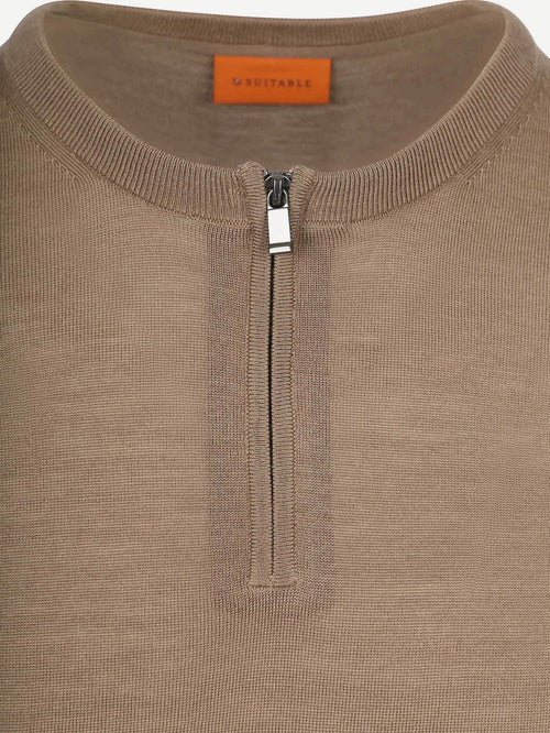 Crew zip merino taupe