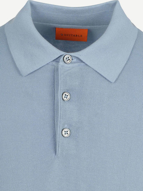 Compact cotton poloshirt staal blauw