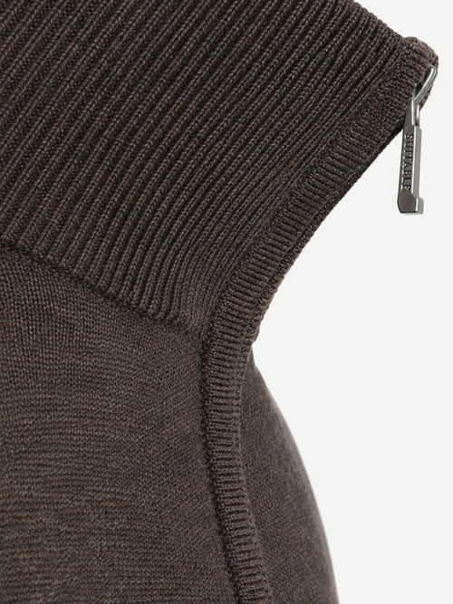 Merino halve rits trui bruin