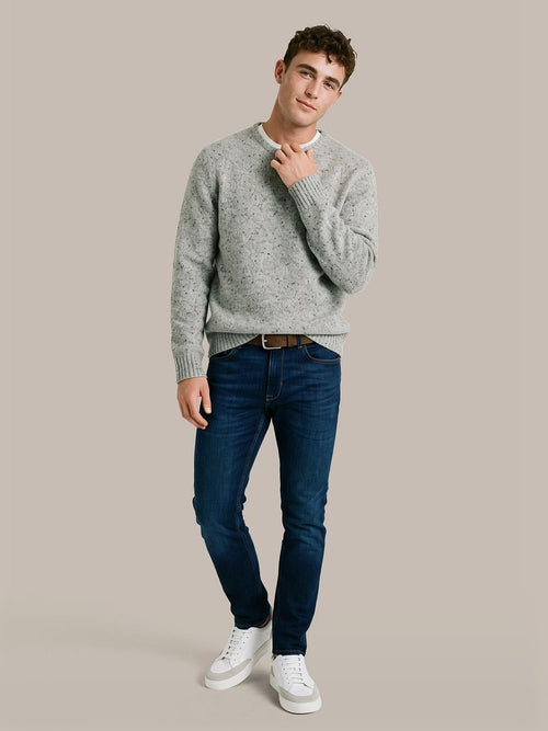 Trui donnegal tweed eco wool grijs