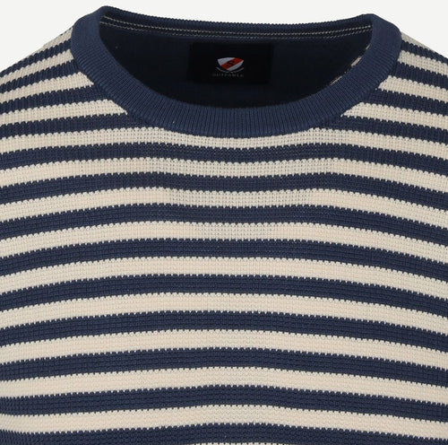 Suitable trui o-hals blauw streep