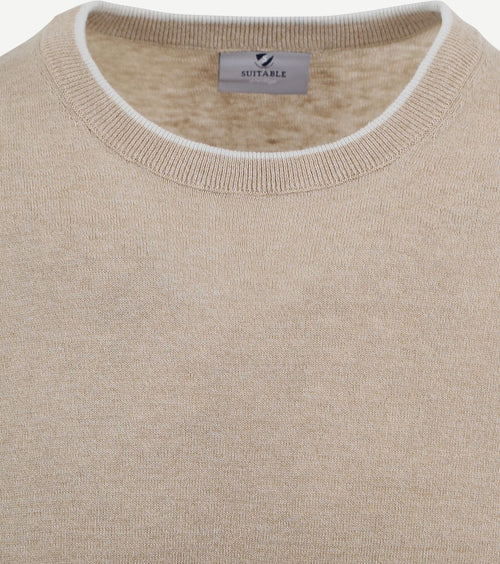 Suitable trui o-hals johan beige | Regular-fit