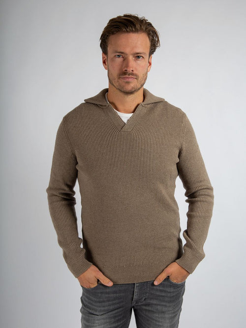 Suitable trui riva knit taupe | Regular-fit