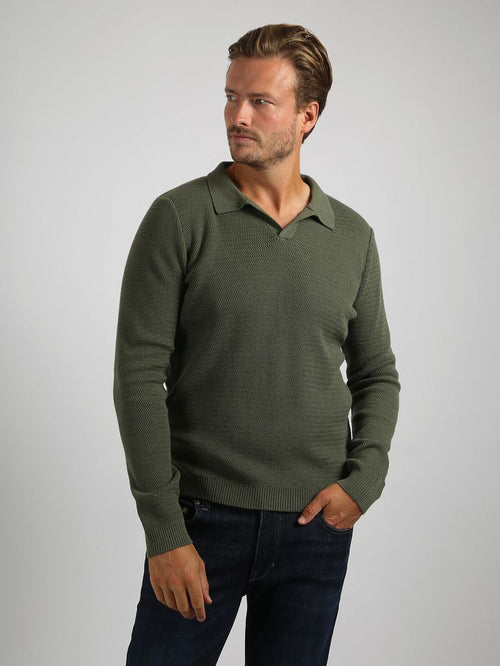 Suitable trui riva structure melange groen | Regular-fit