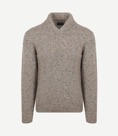Trui shawl tweed eco wool taupe