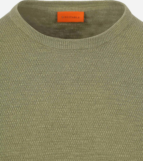 Suitable trui structure slub olijfgroen | Regular-fit