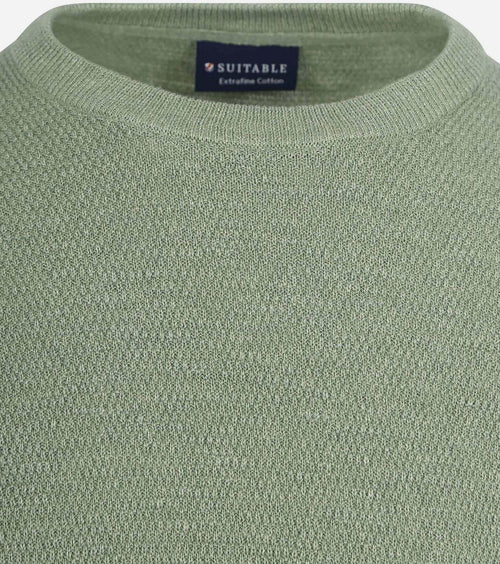 Suitable trui structuur groen | Regular-fit