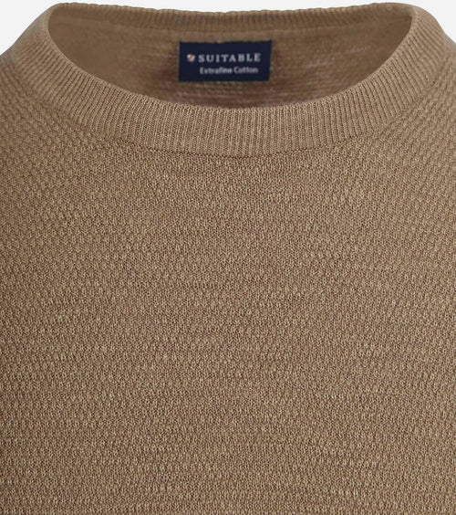 Suitable trui structuur taupe | Regular-fit
