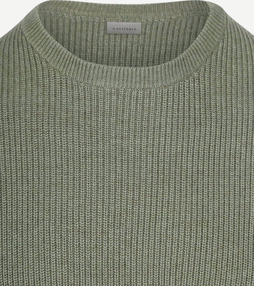 Suitable trui wol blend groen | Regular-fit