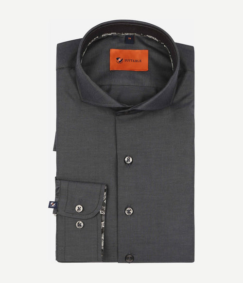 Suitable twill overhemd antraciet | Slim-fit