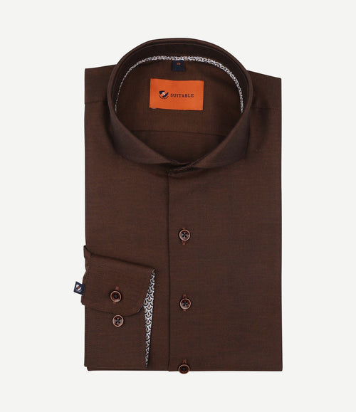 Twill overhemd bruin