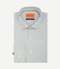 Twill overhemd extra lange mouw streep groen