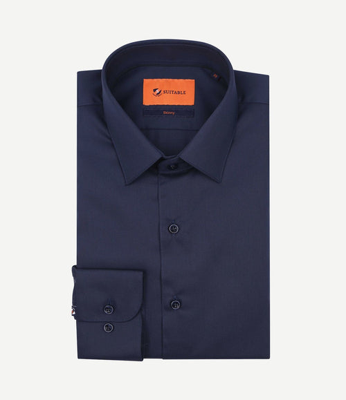 Twill overhemd donkerblauw