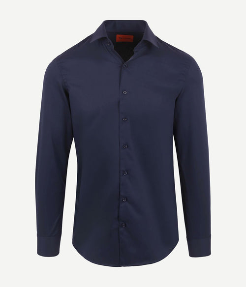 Suitable twill overhemd donkerblauw