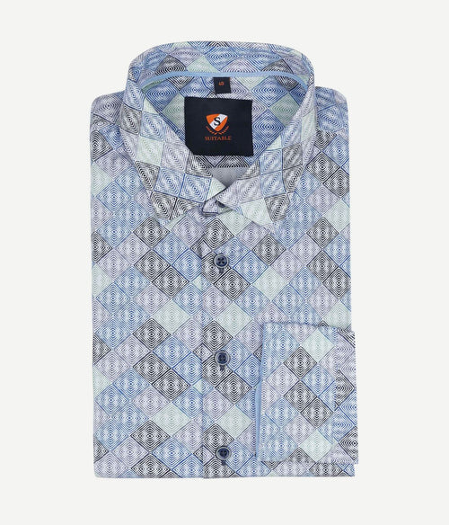 Suitable twill overhemd ruiten blauw