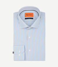 Twill overhemd streep blauw