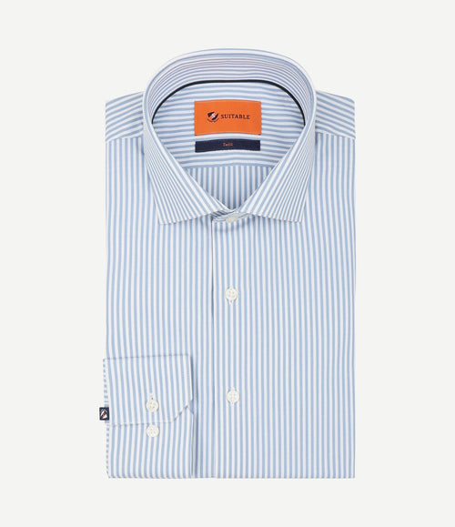 Twill overhemd streep blauw