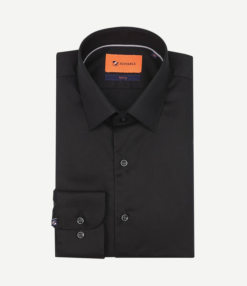 Twill overhemd zwart