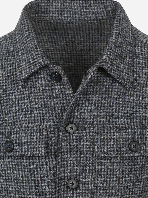 Suitable overshirt wool blend grijs blauw | Regular-fit